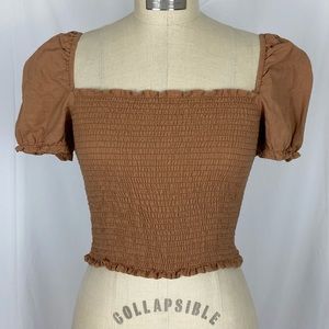 Light Brown Smocked Top